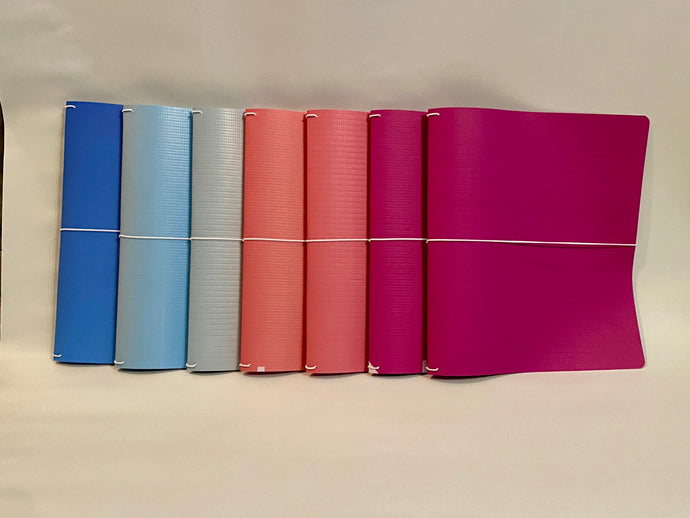 A4/Magazine Size Pink/Blue Custom Keeper Travelers Style Refillable Reversible Notebook Cover