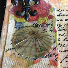 Decorative paper transferred to canvas with an Asian umbrella Architextures trinket.