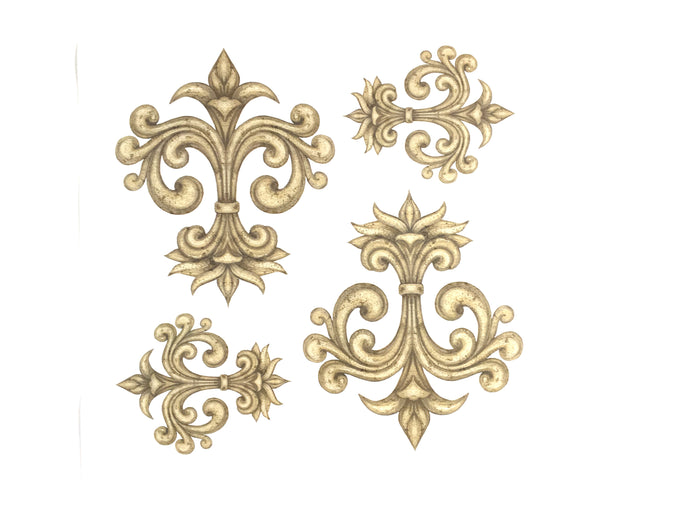4 Fleur de Lis Waterslide Decals