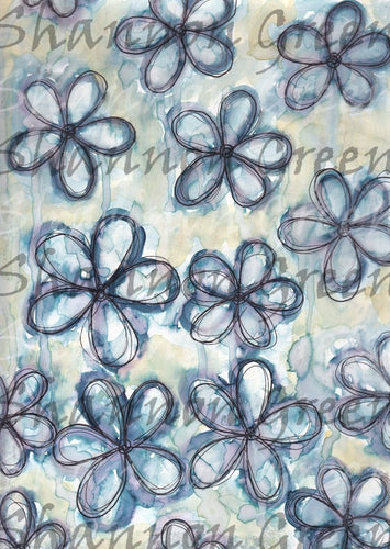 Elegant Writer Flowers-Digital Download from Hand Painted/Drawn Papers/Journal Pages