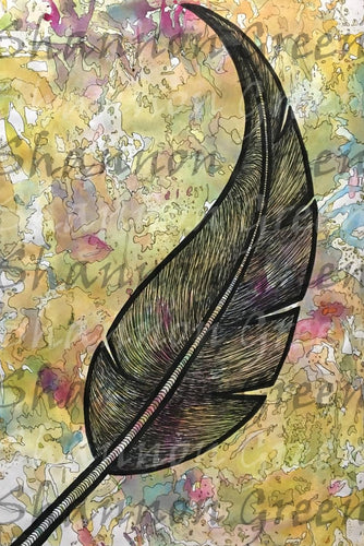 Feather-Digital Download from Hand Painted/Drawn Papers/Journal Pages