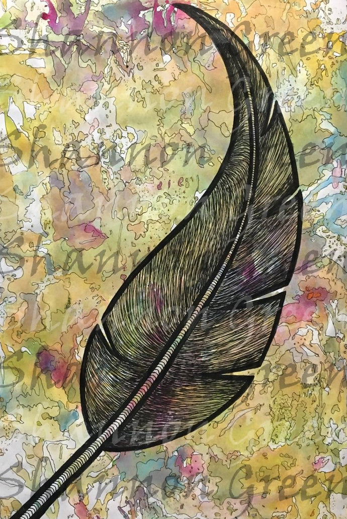 Feather-Digital Download from Hand Painted/Drawn Papers/Journal Pages