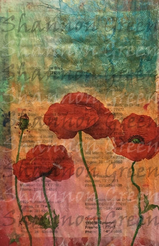 Poppies 1-Digital Download from Hand Painted/Drawn Papers/Journal Pages
