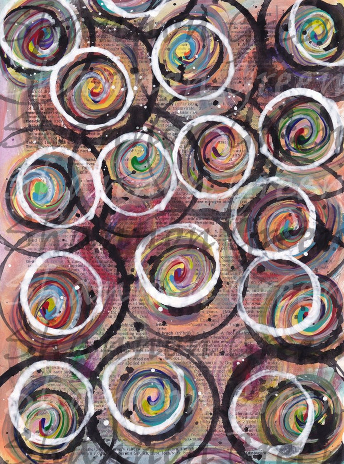 Circles-Digital Download from Hand Painted/Drawn Papers/Journal Pages