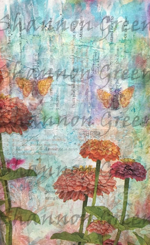 Zinnia 1-Digital Download from Hand Painted/Drawn Papers/Journal Pages