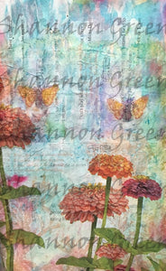 Zinnia 1-Digital Download from Hand Painted/Drawn Papers/Journal Pages