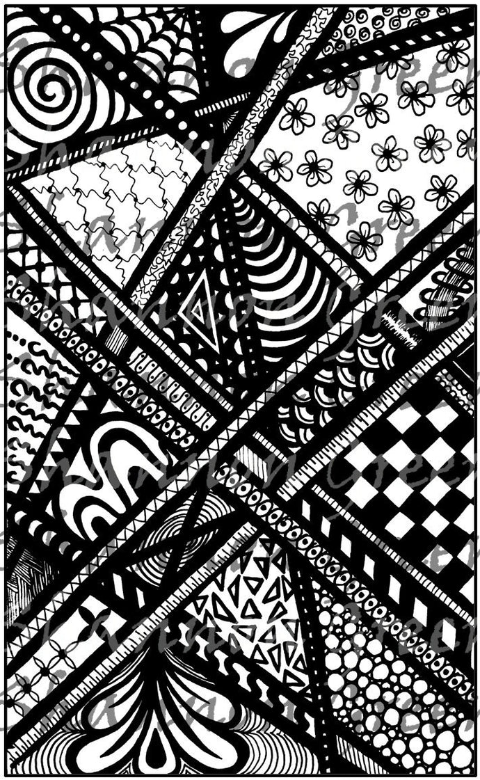 Doodle 1-Digital Download from Hand Painted/Drawn Papers/Journal Pages